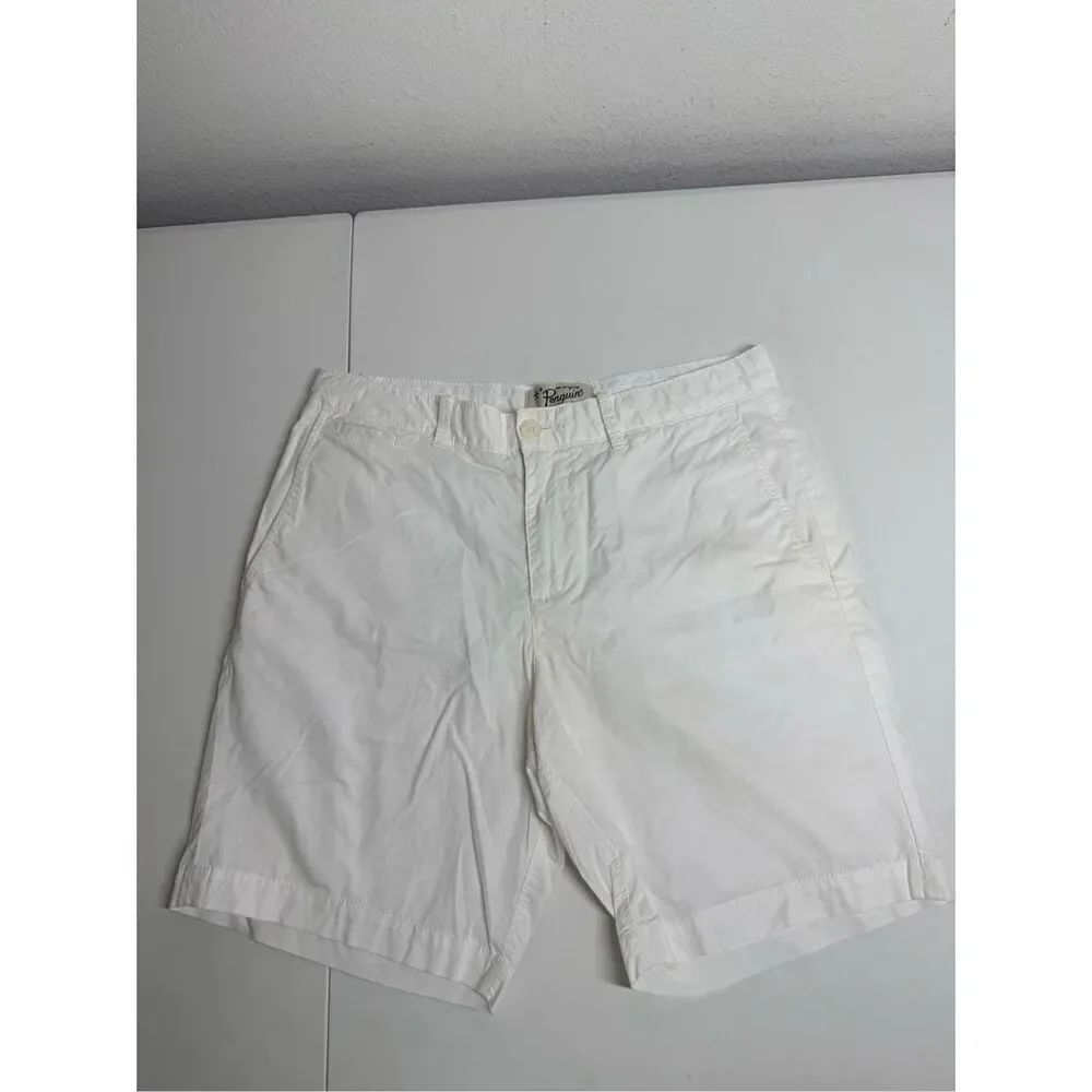 Original Penguin White Flat Front Slim Fit Cotton Shorts Men’s Size 30 See Notes